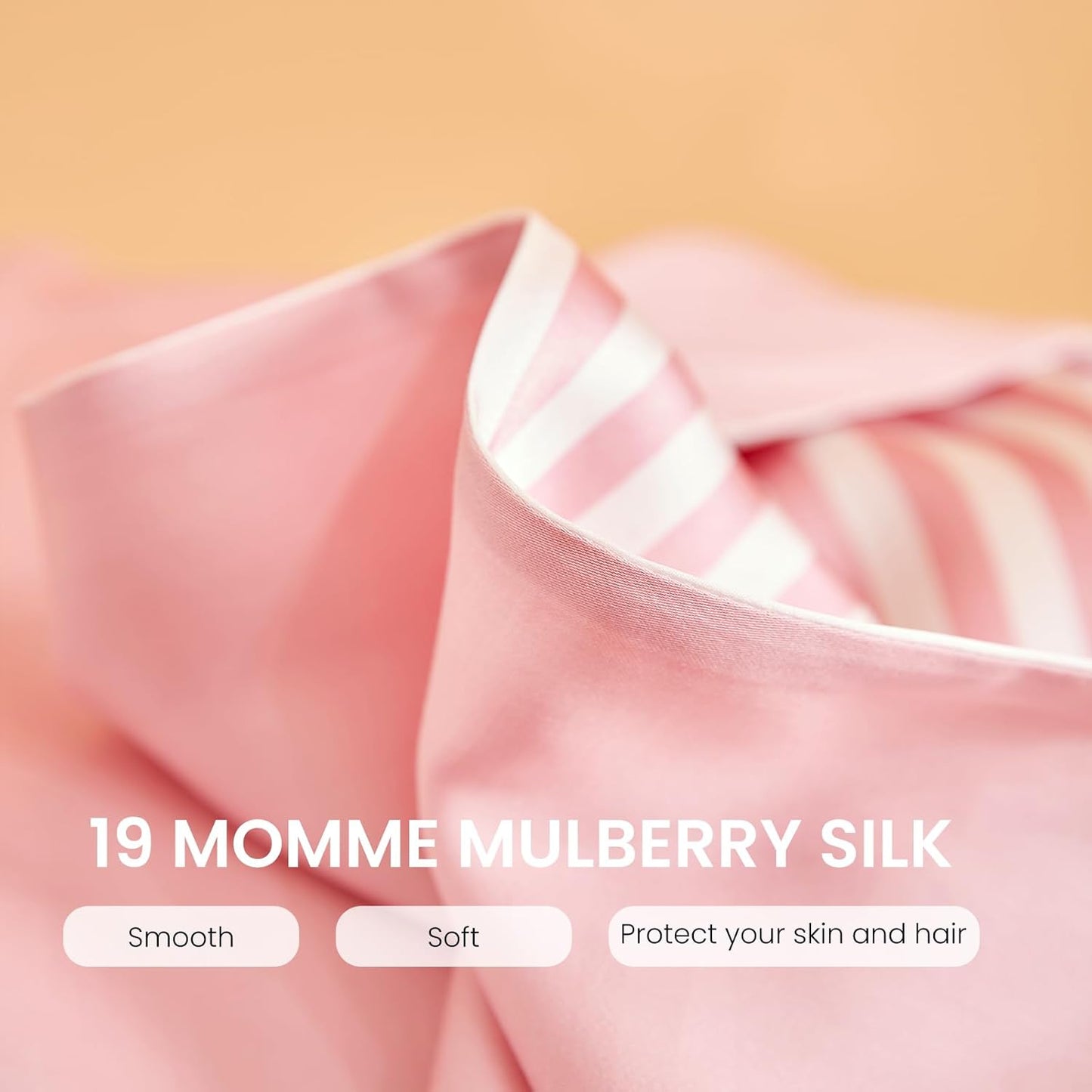 THXSILK Mulberry Silk Pillowcase for Hair and Skin Health, Grade 6A+ Mulberry Silk Pillowcase with Hidden Zipper, Soft and Breathable, 1pc (King 20"x36", Pink White Stripes)