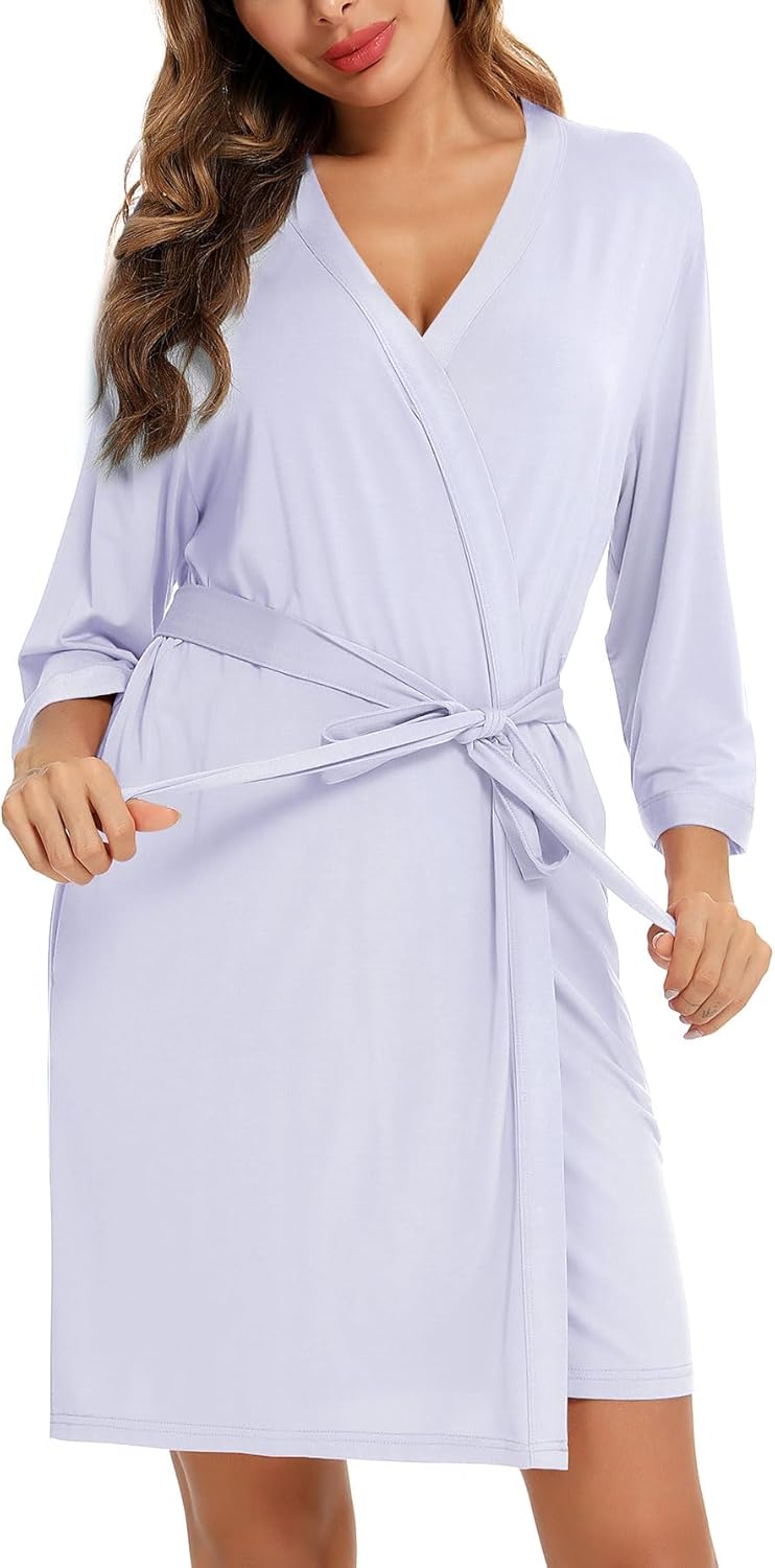 Samring Women's Lightweight Robe Soft Kimono Robes Short Bathrobe for Women Sleepwear