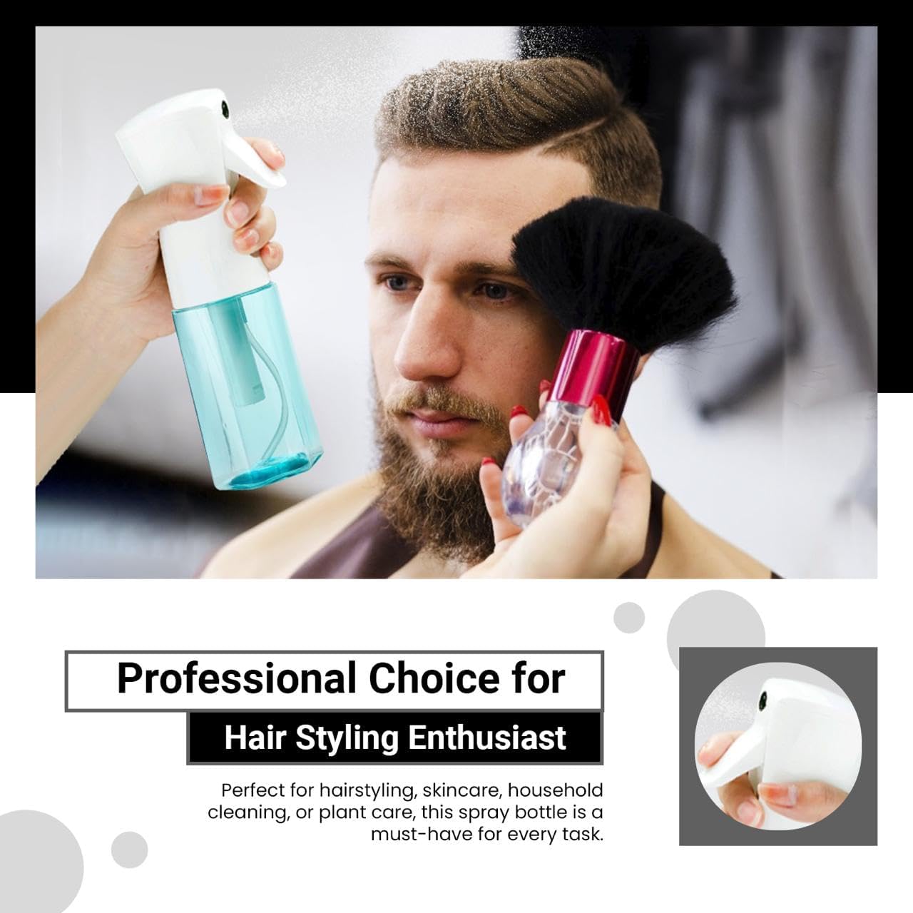 Continuous Mist Spray Bottle – Ultra Fine Mist for Hair Styling, Salon Use, and Versatile Applications – Ideal for Plants, Cleaning, and Travel – 5 oz Sky Blue Octagon Shape Empty Bottle