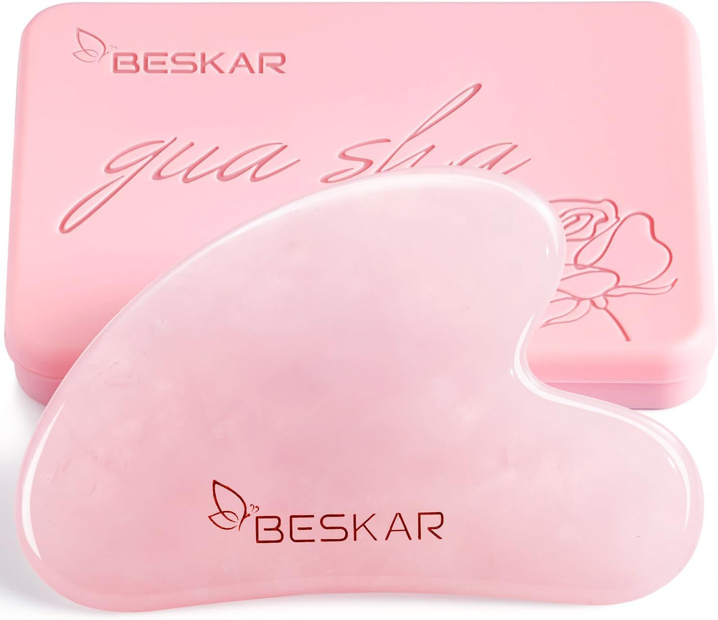 BESKAR Gua Sha Facial Tools, Natural Jade Stone Guasha Massager for Jawline Sculpting, Tighten Face Skin and Reduce Wrinkles, Face Eyes Body Neck Massage Tool, Skin Care Gift