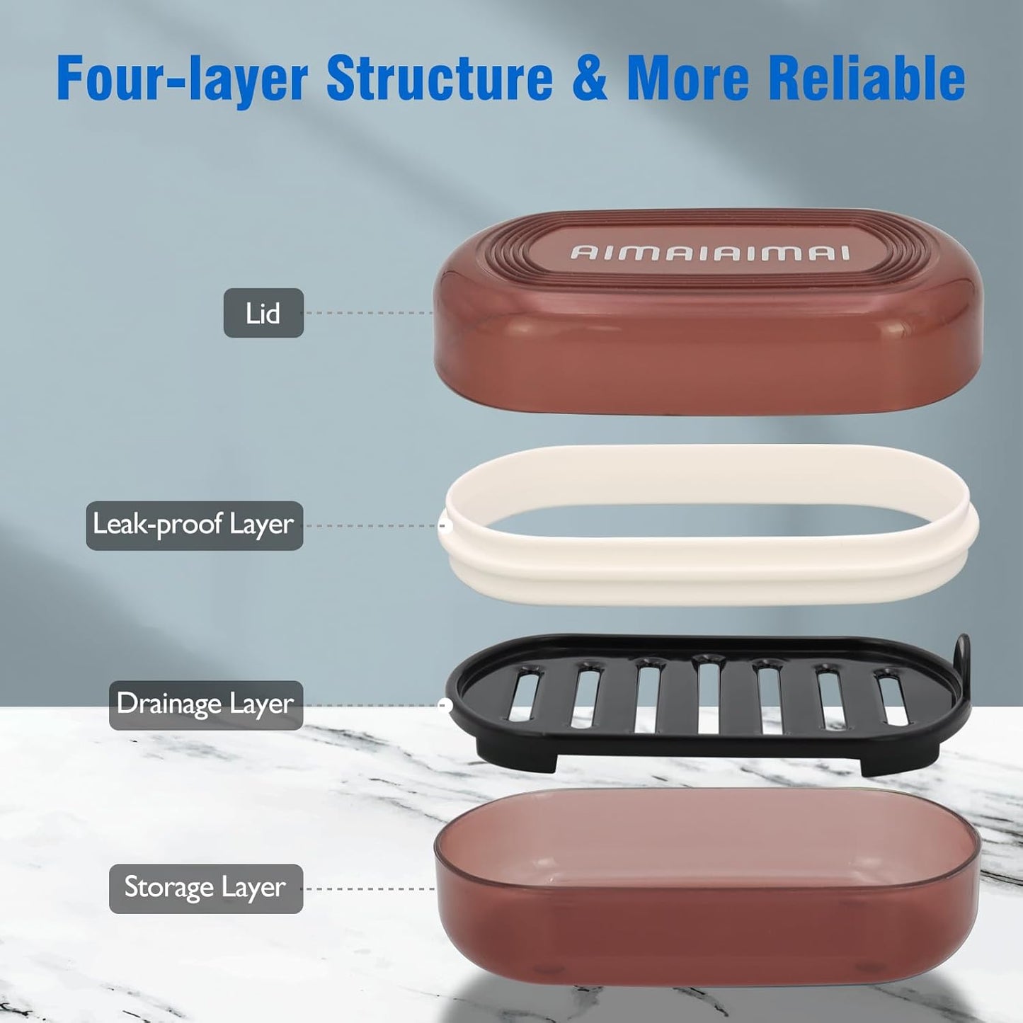 Travel Soap Container, Translucent Visible Soap Box, Travel Soap Holder with Removable Draining Layer, Portable Soap Case for Traveling, Camping, Gym (Red Style A)