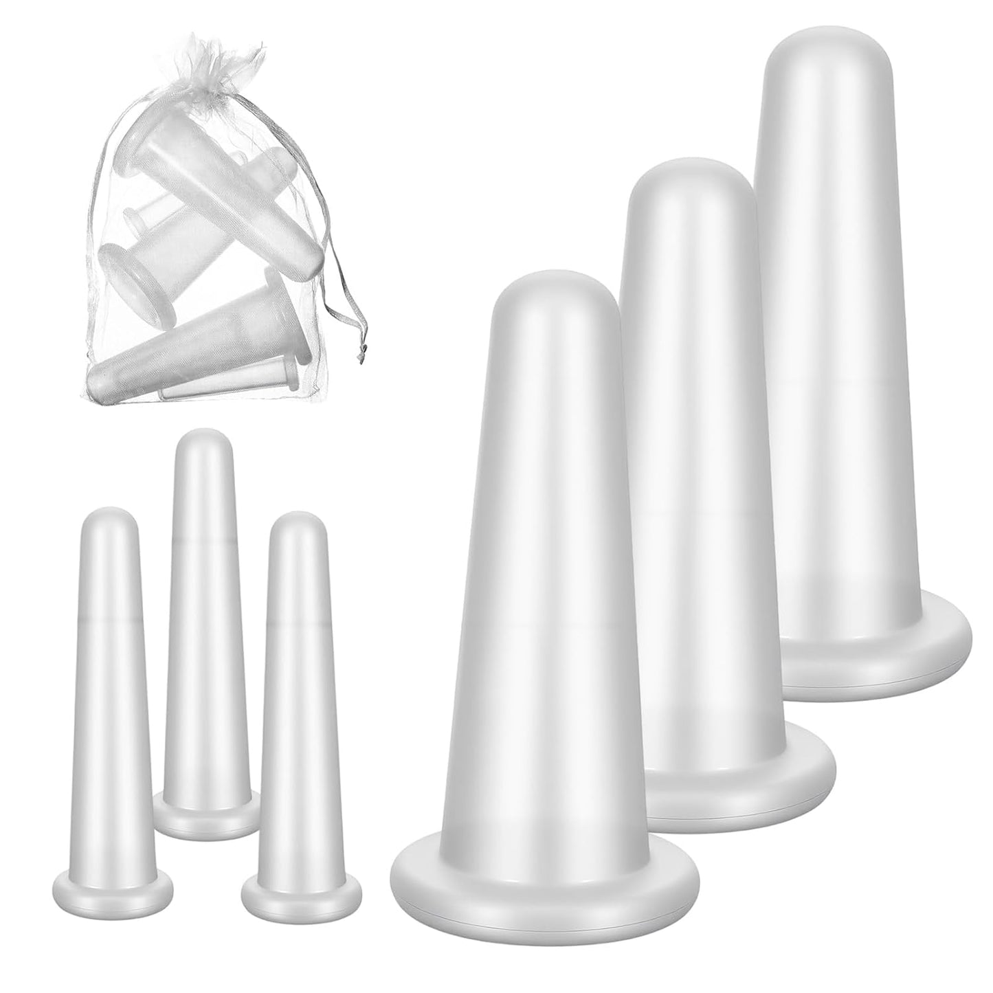 6 Pcs Transparent Massage Cupping Set Silicone Mini Facial Cups Skin Care Neck Back Eyes Massaging Cup Facial Care Safe to Use Portable Face Massager Helper for Men Women Massage