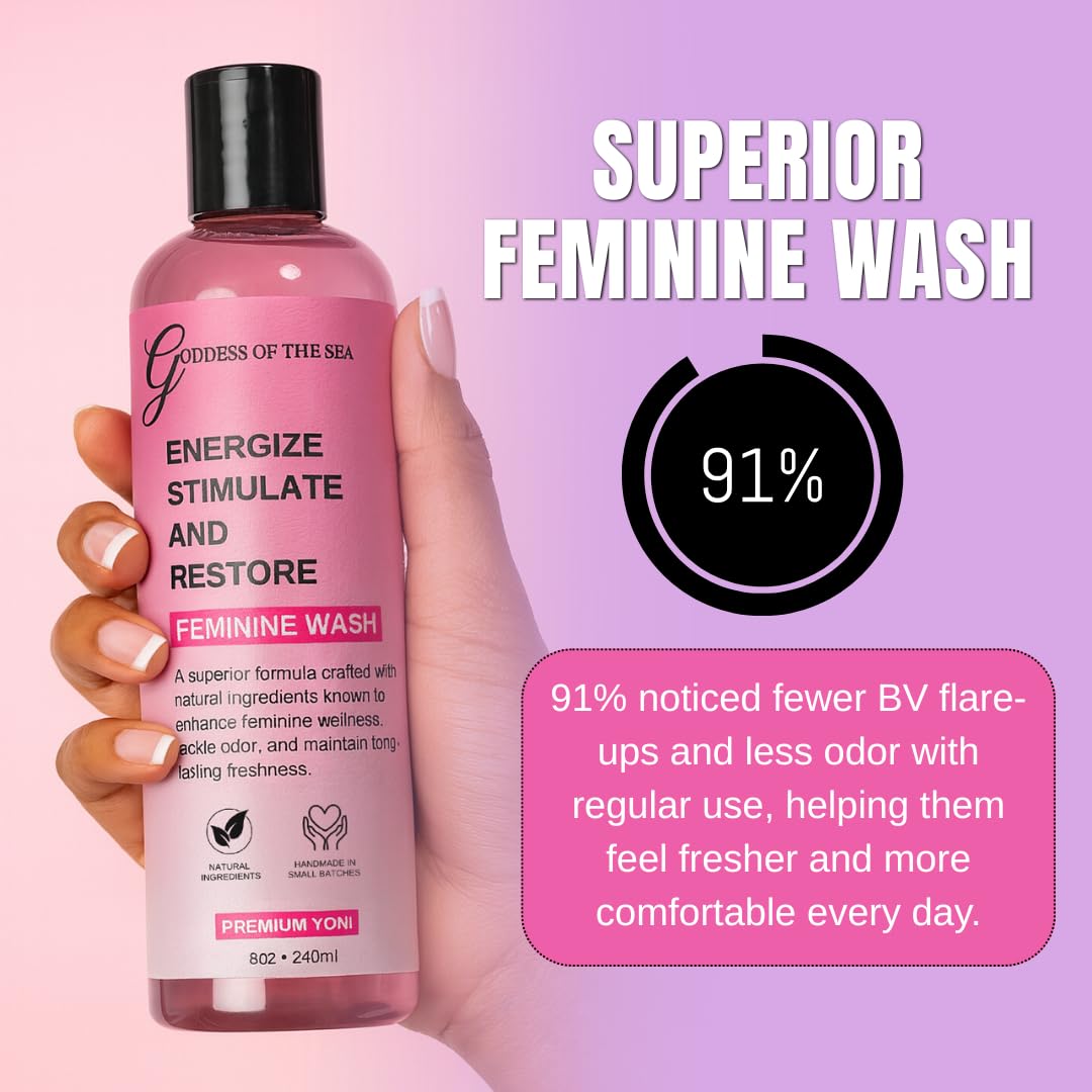 Premium Yoni Feminine Wash – pH Balance Minty Feminine Wash – Natural Ingredients Feminine Care Daily Wash Great for Odor, Discharge, Dryness, BV – 8oz Bottle