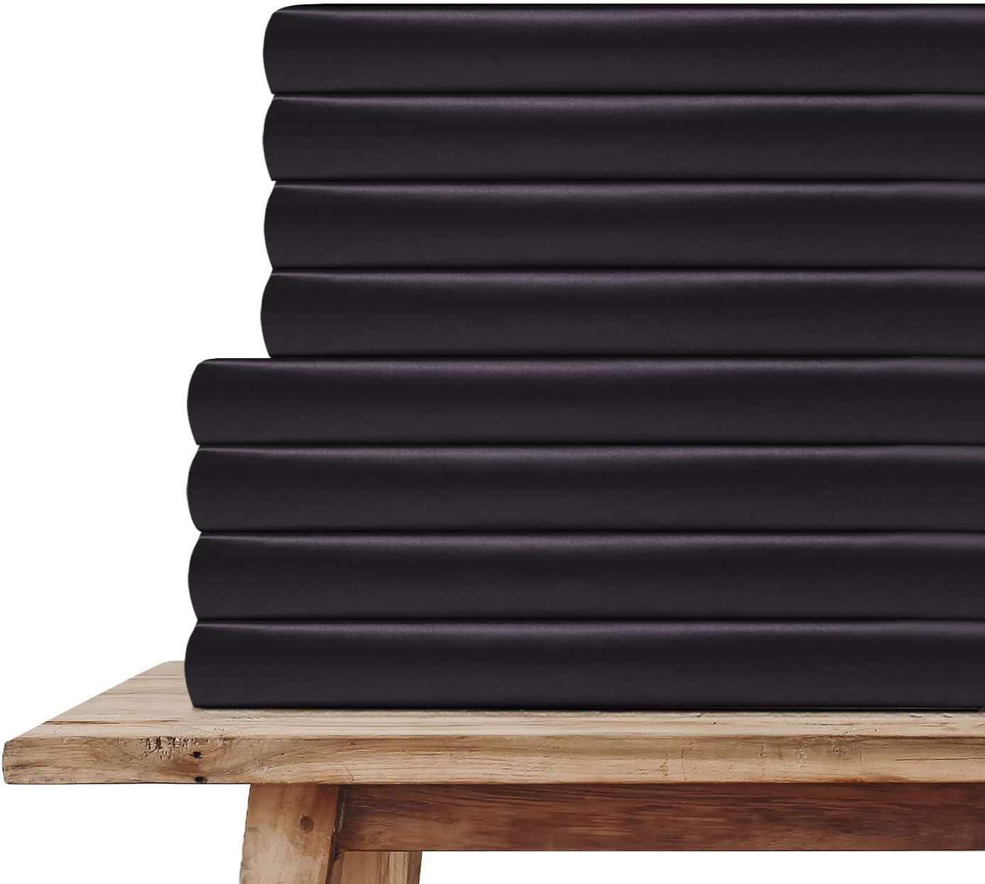 MR&HM Satin Pillowcase for Hair and Skin, Silk Satin Pillowcase 8 Pack, Queen Size Pillow Cases Set of 8, Silky Pillow Cover with Envelope Closure (20x30, Black)