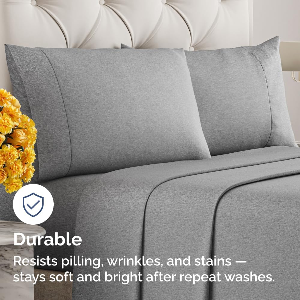 Queen Pillow Cases Set of 6 - Ultra Soft Hotel Quality Pillowcase Covers - Comfy & Wrinkle Free - Shrink, Stain and Fade Resistant - Machine Washable Pillow Protectors - 6 Piece Set - Heathered Grey