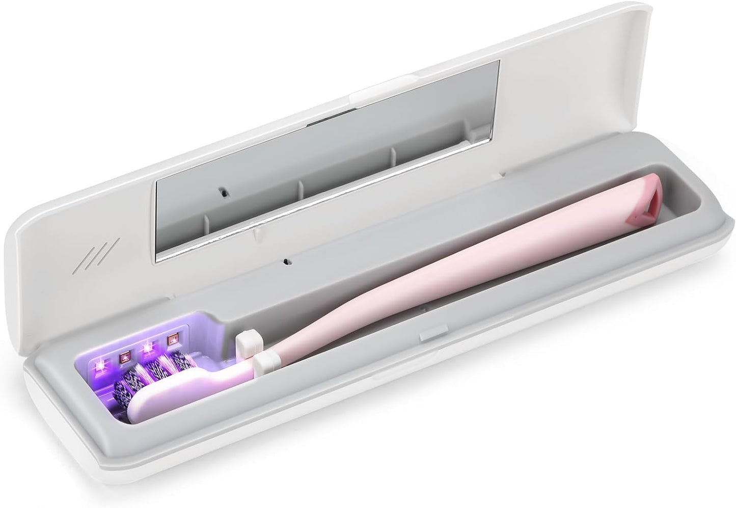 YourMate UVC Toothbrush Case Travel Toothbrush Covers Case for Houshold and Traveling Power by AA Battery or USB-C Cord White