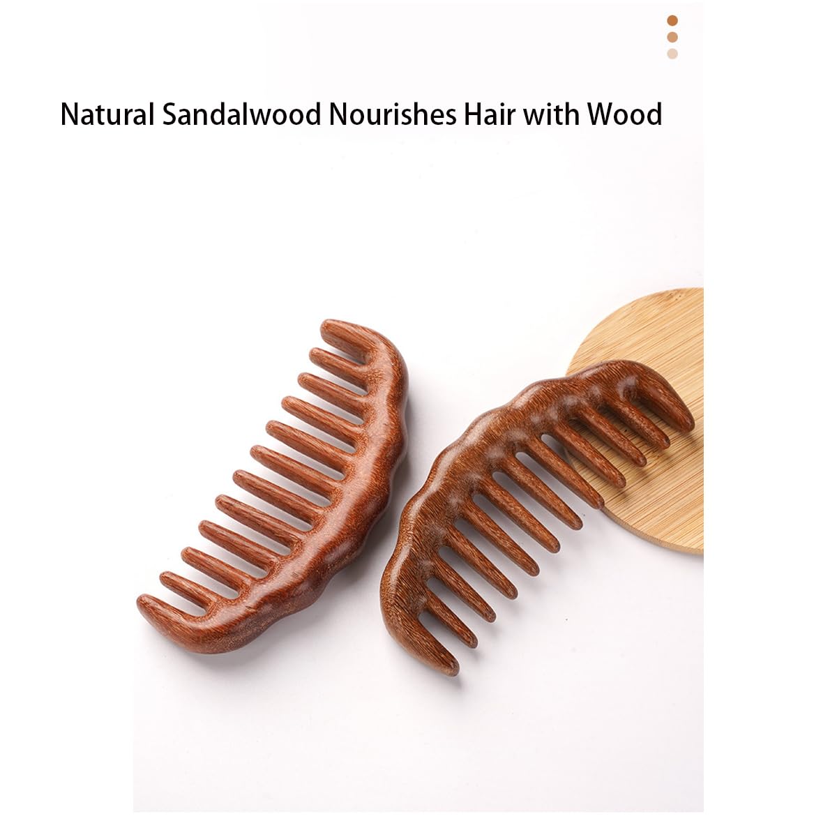 Wooden Hair Comb Set, birthing comb,Wide tooth massage combs, Brown, 2 Pack (One SizeA2)