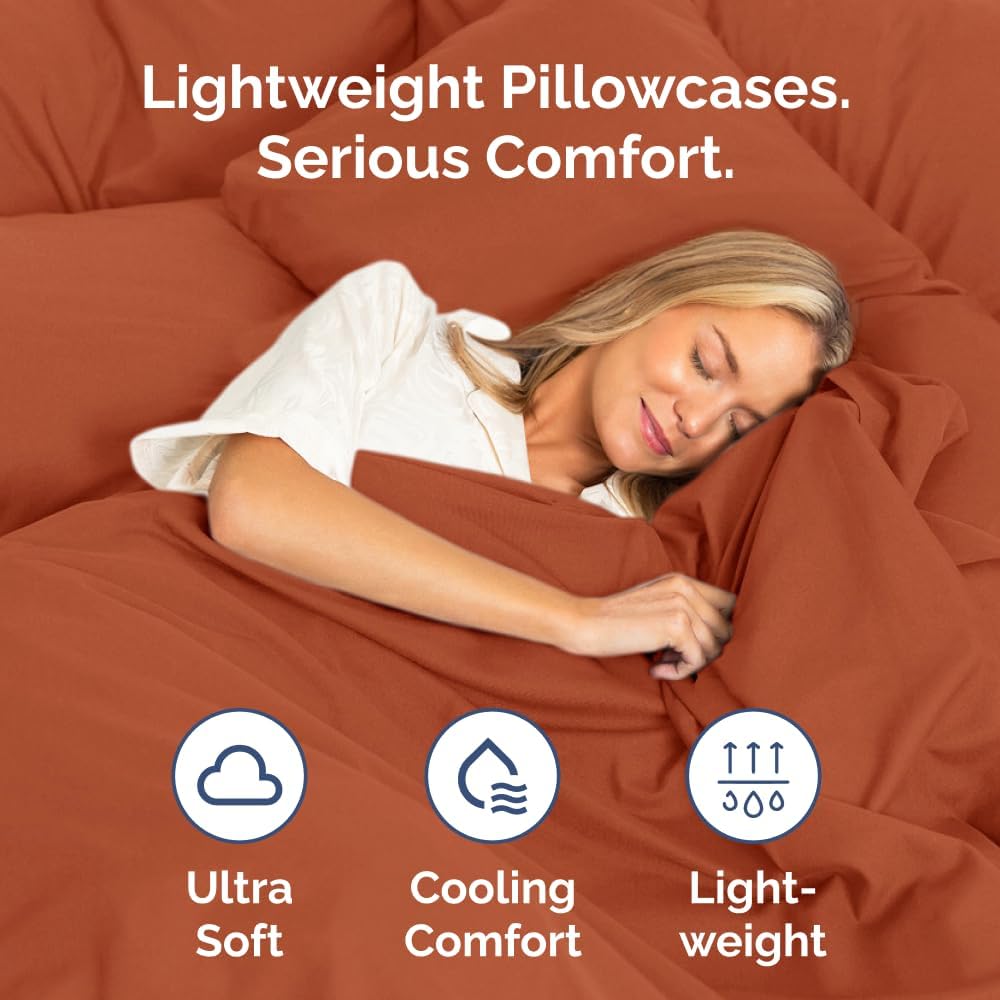 Long Pillowcases - Body Pillow Cover - Long Pillow Insert for Sleeping, Side Sleepers - Soft & Breathable Body Pillow Case with Envelope Enclosure - Comfy & Machine Washable - 20" x 54" (Terracotta)