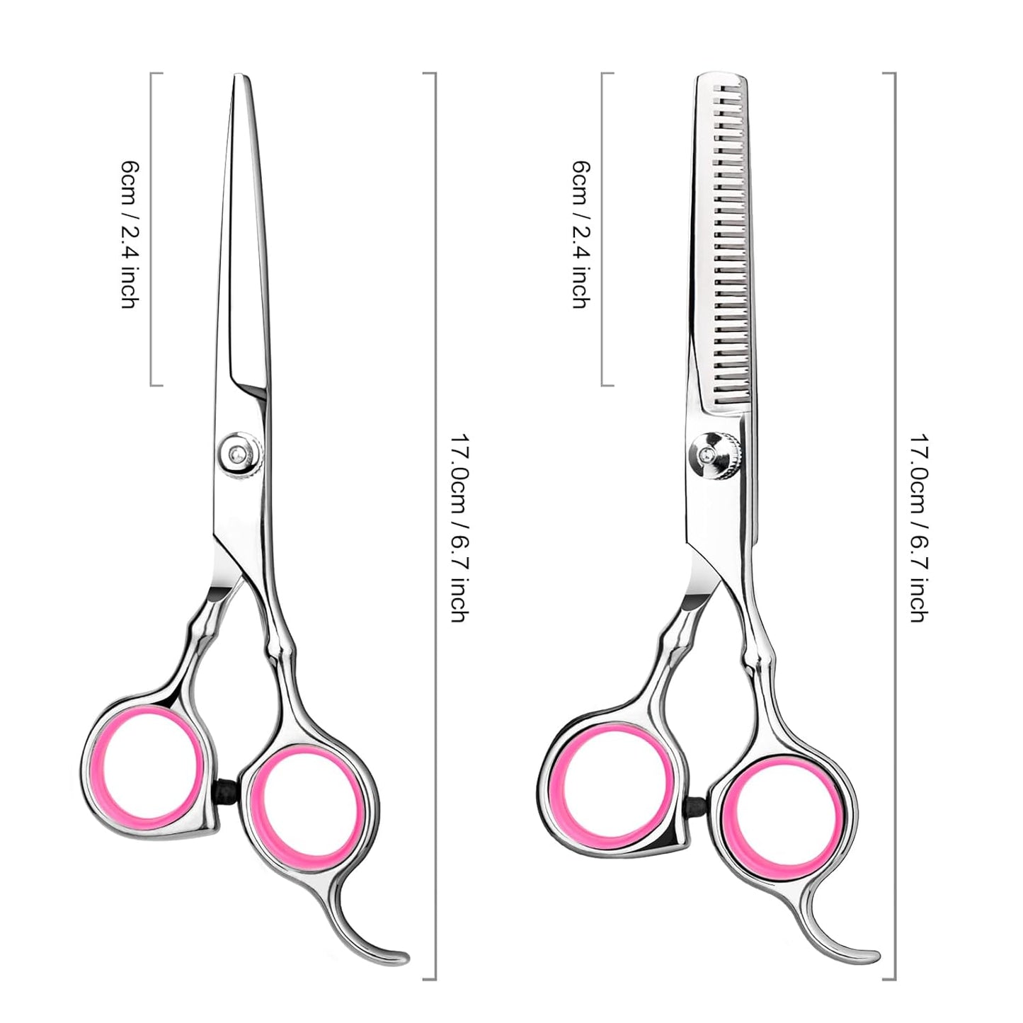 Professional Home Hair Cutting Kit - Quality Home Haircutting Scissors Barber/Salon/Home Thinning Shears Kit with Comb and Case for Men and Women (Pink)