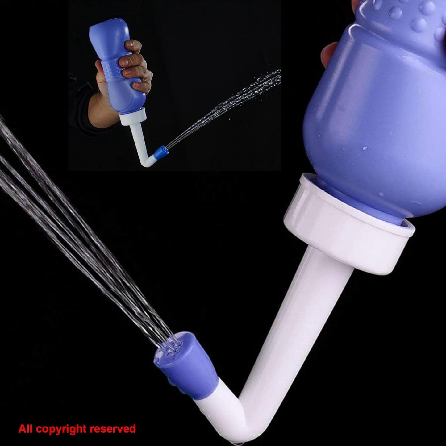 2PCS-Pack 2in1 Vaginal Douche Perineal Irrigation 650ML Portable Bidets + Pocket Bidet Pipe, Travel Bidet with Waterproof Cap, Peri Bottle for Postpartum Essentials