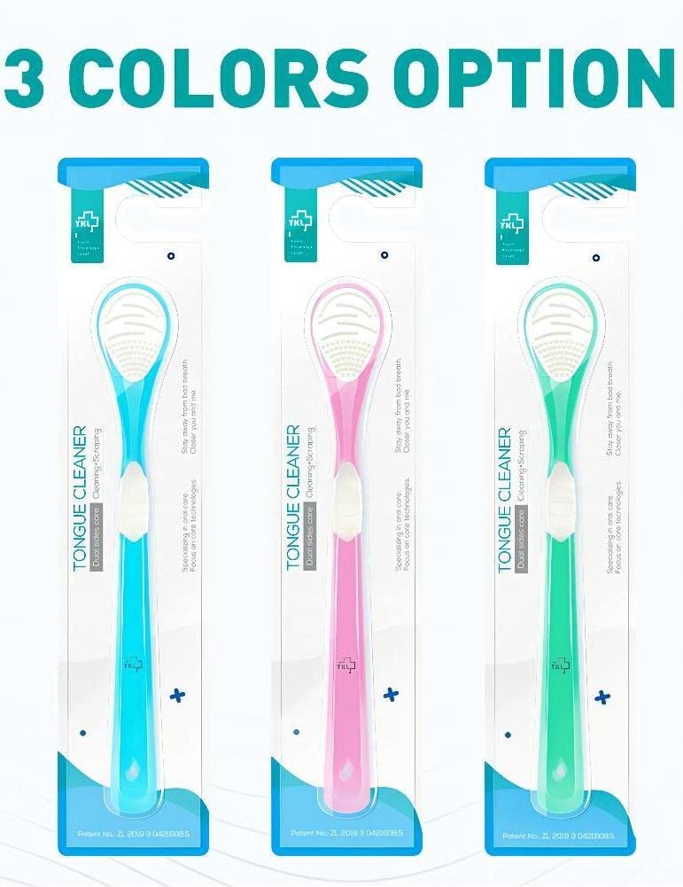 Y-Kelin Double-Side Desiged Tongue Scraper, Ultra-Soft Tongue Brush Tongue Cleaner (3 Pack)