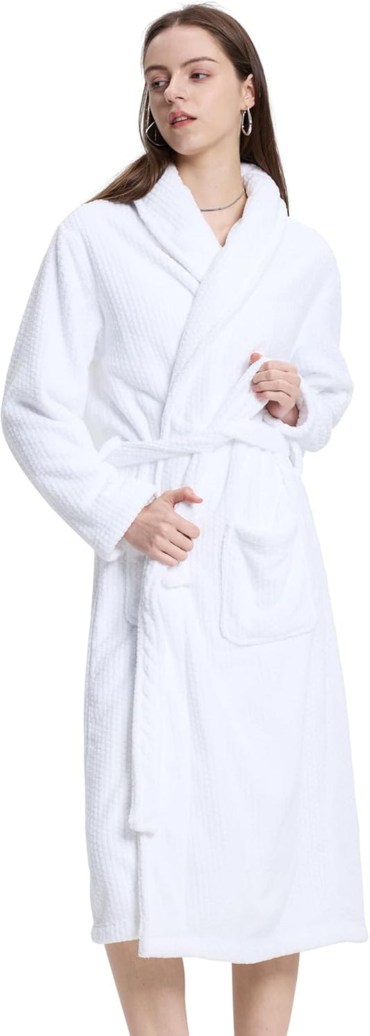 Women's Shawl Collar Bathrobe, Soft Long Towel Robes for Women - Super Absorbent Quick Dry yet Warm