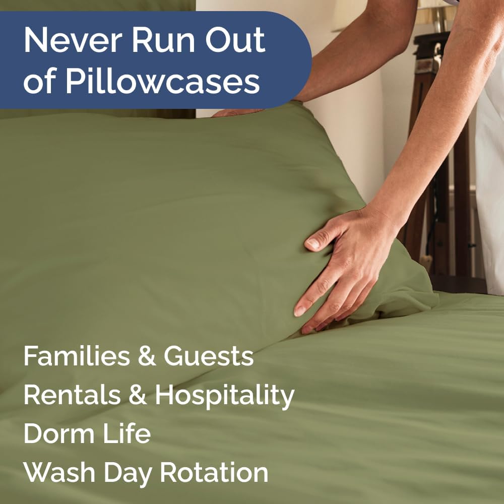 Queen Pillow Cases Set of 6 - Ultra Soft Hotel Quality Pillowcase Covers - Comfy, Cozy & Wrinkle Free - Shrink, Stain & Fade Resistant - Machine Washable Pillow Protectors - 6 Piece Set - Sage Green