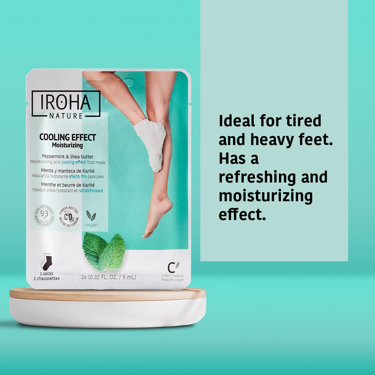 IROHA NATURE Relaxing Foot Mask Socks | 15 Pairs | Peppermint & Shea Butter | Intensive Treatment for Tired Feet | Cooling Effect | Natural & 100% Vegan | Moisturizing Foot Mask