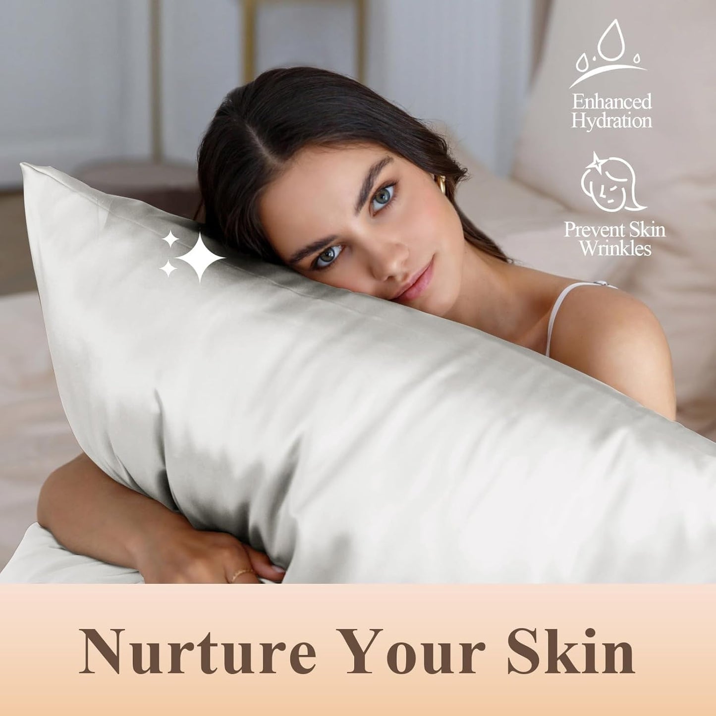 Juwenin Bedding,Super Soft and Luxury Silky Satin Pillowcase (Silky Satin Pillow Case for Hair)(Silver, Body)