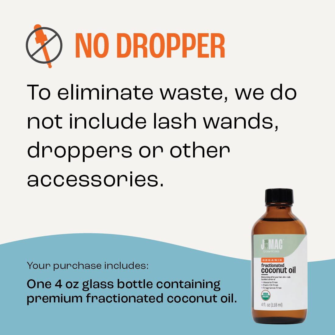 J MAC BOTANICALS Organic Fractionated Coconut Oil (4 oz Glass Bottle) Organic Carrier Oil and moisturizer