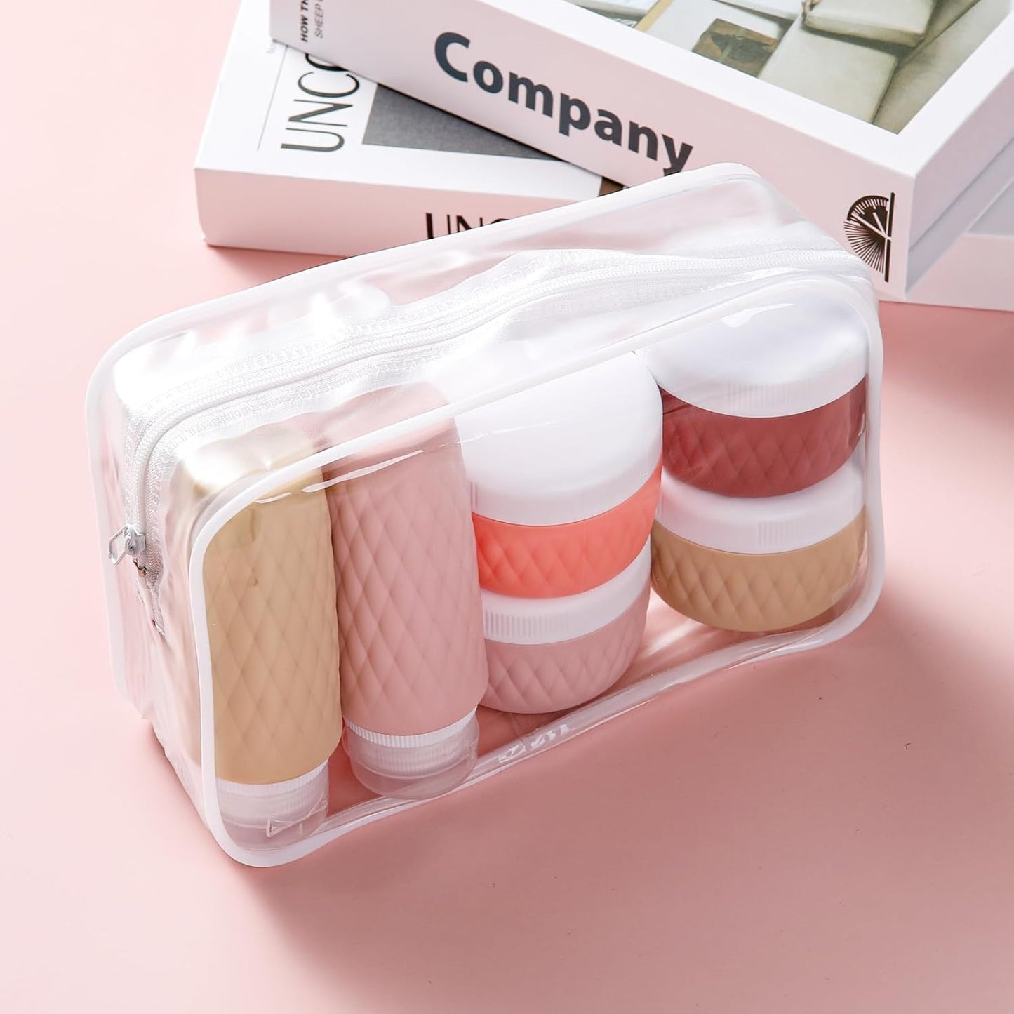 8 Pack Travel Bottles for Toiletries - 3 OZ / 90 ML, | Leak Proof Silicone Containers with Clear Bag, Travel Size Toiletries for Lotions, Creams, Foundation, Shampoo, body wash and More |