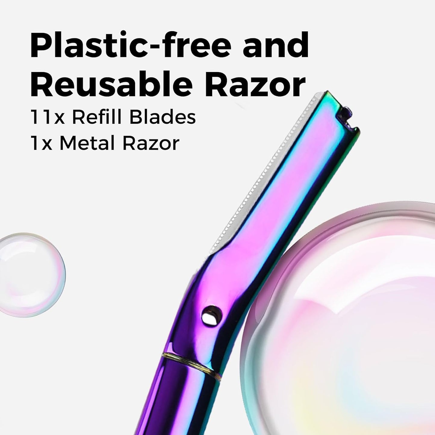 ZOMCHI Dermaplane Razor for Women Face, Premium Facial Razor & Eyebrow Razor, Dermaplaning Tool with Metal Handle, Removes Peach Fuzz, Exfoliates Skin, 11 Blades (Rainbow)