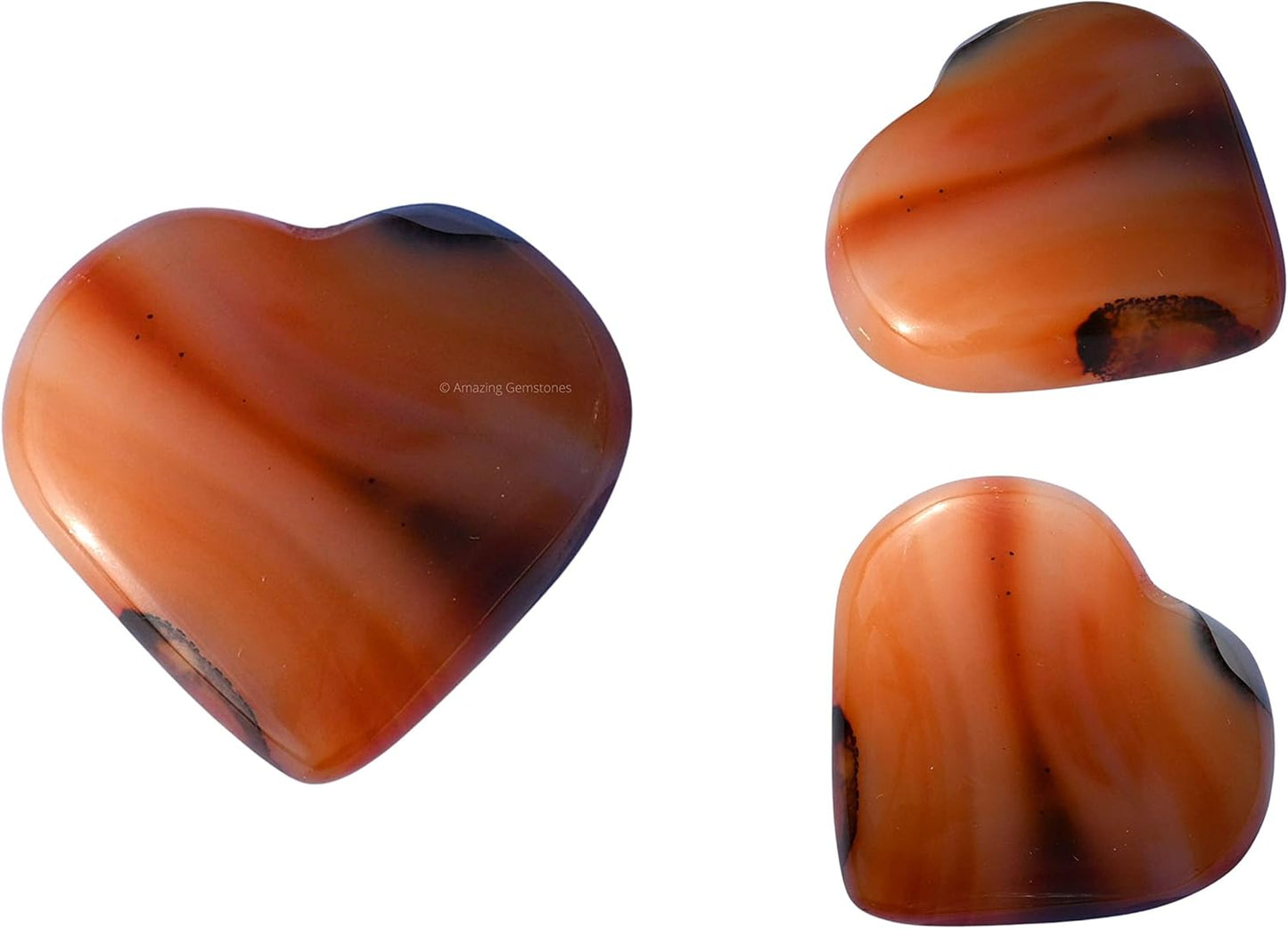 Carnelian Crystal Heart Palm Stone - Pocket Massage Worry Stone for Natural Body Chakra Balancing, Reiki Healing and Crystal Grid