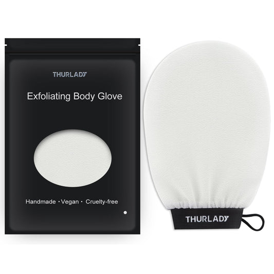 Exfoliating Glove - Korean Exfoliating Mitt - Exfoliating Body Scrubber, Body Exfoliator Scrubber, Viscose Fiber Shower Mitt, Dead Skin Remover for Smooth Skin, Self-Tan Prep & Removal, White