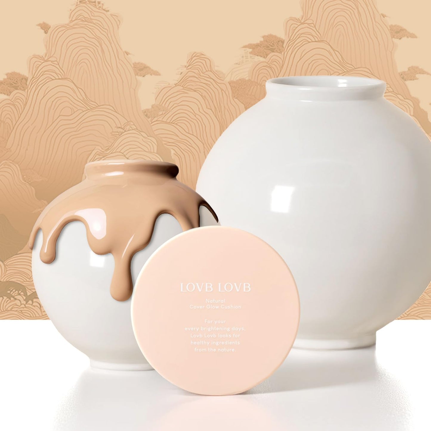 Natural Cover Glow Cushion Foundation | Satin Radiant Finish | Korean Foundation Makeup | Long-Lasting Natural Coverage | for All Skin Types 0.42 oz. (21P Porcelain Ivory)