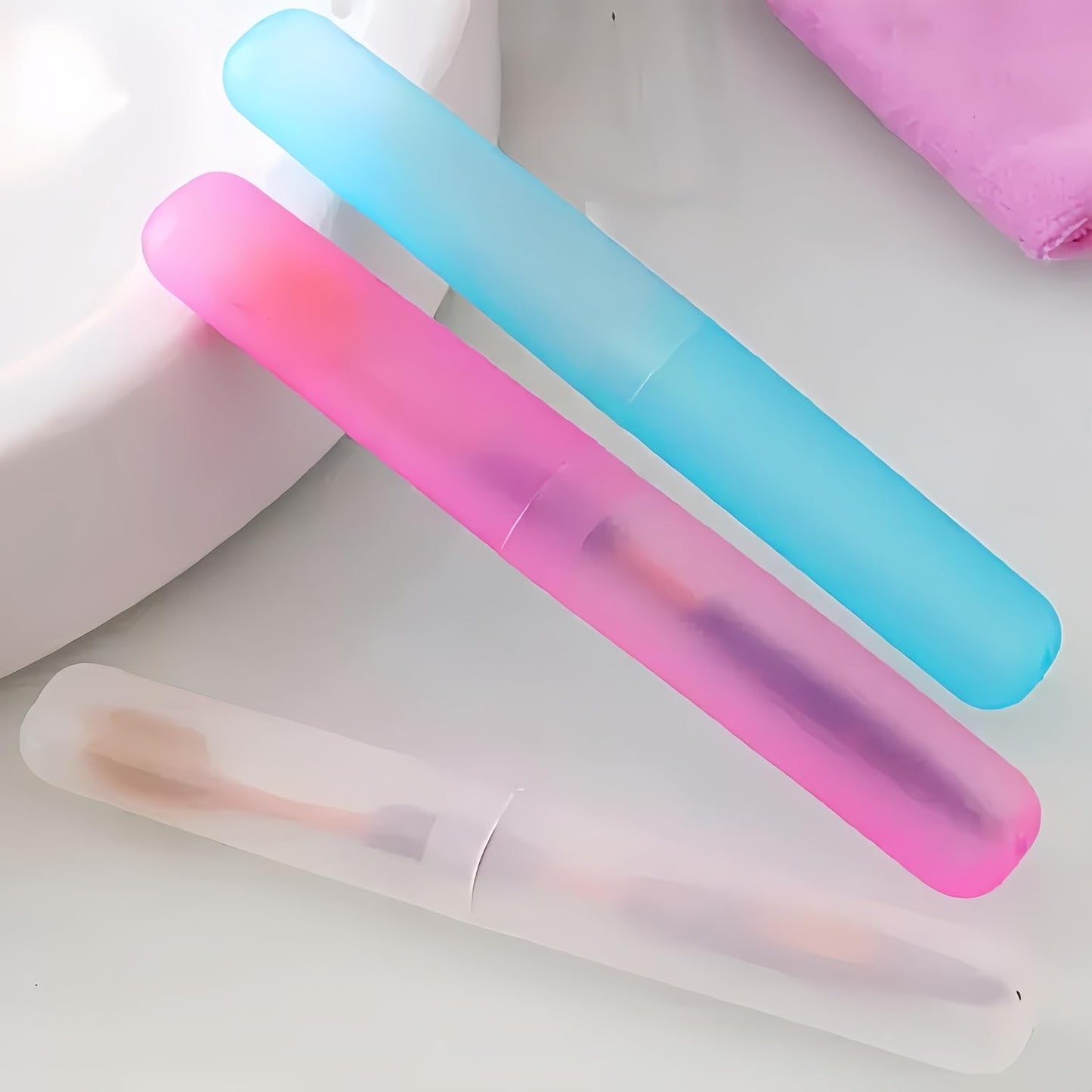 8 Pack Travel Toothbrush Case, Portable Toothbrush Travel Case with Ventilation Hole for Business Trip, Camping, Home(Blue,Pink,Green,White)