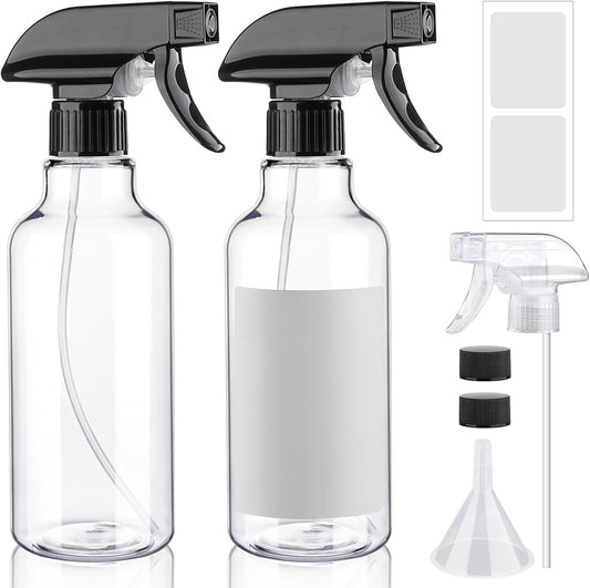 Spray Bottles 16.9oz Plastic Empty Spray Bottle for Hair Mist/Stream Spraying Heavy Duty Water Spray Bottles for Cleaning Solutions, Plants, Essential Oils 2 Pack (16.9oz)