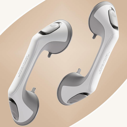 2 Pack 12 Inch Grab Bars for Bathtubs and Showers for Seniors, Heavy Duty Shower Handle for Elderly, Suction Cup Removable Handrails Handicap Bath Grip Bathroom Safety Grips (Gray