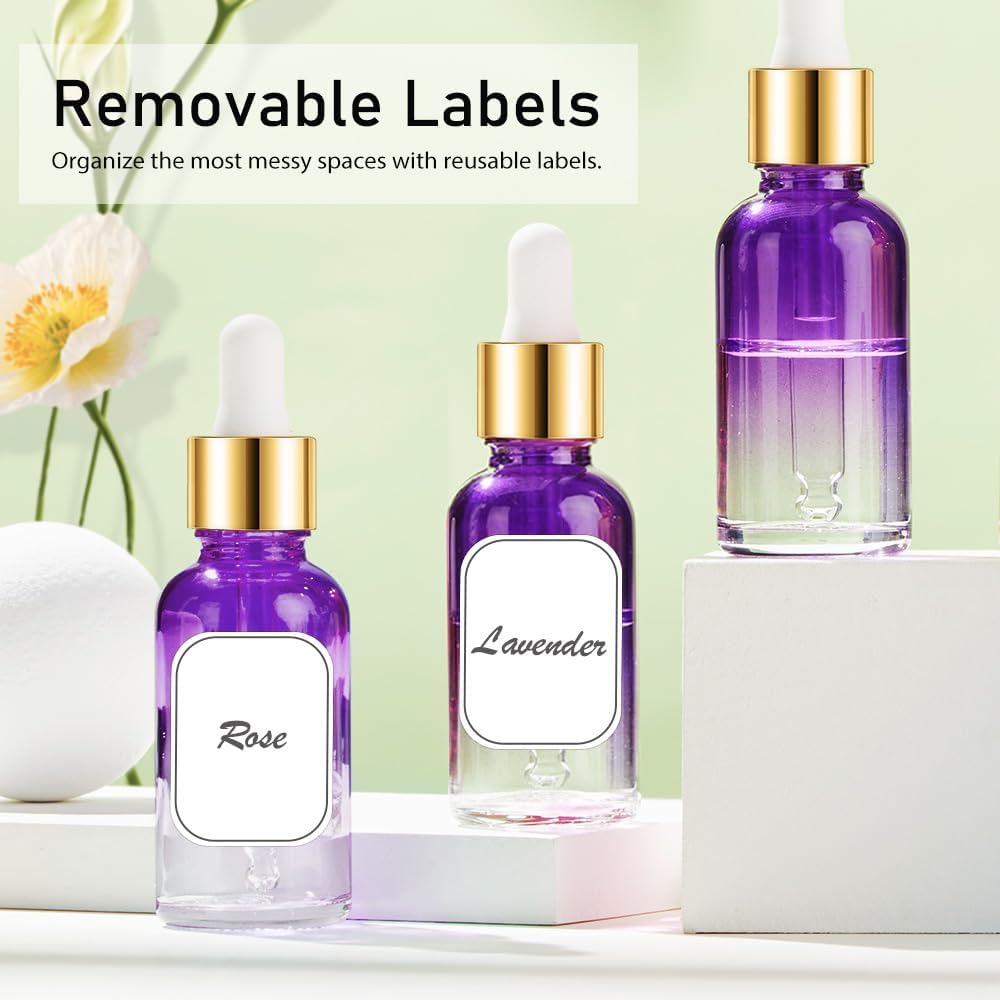 Bumobum 2 oz Dropper Bottle, Purple Glass Eye Dropper Bottles with Golden Top Cap for Essential Oils, 24 pack Tincture Bottle with Labels and Funnel