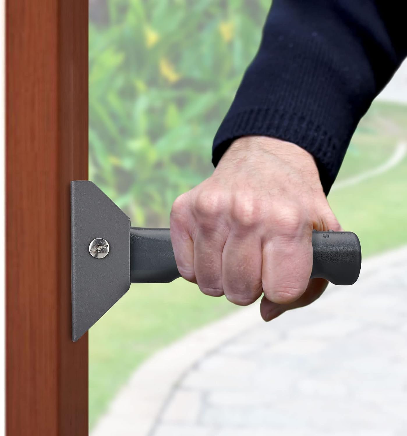 iGuerburn Doorway Flip Assist Handle, Door Assistant Support Grip Handle, Doorway Stair Assist Grab Bar for Elderly or People Who with Balance Issues - Supports Up to 300 Pounds (Grey)