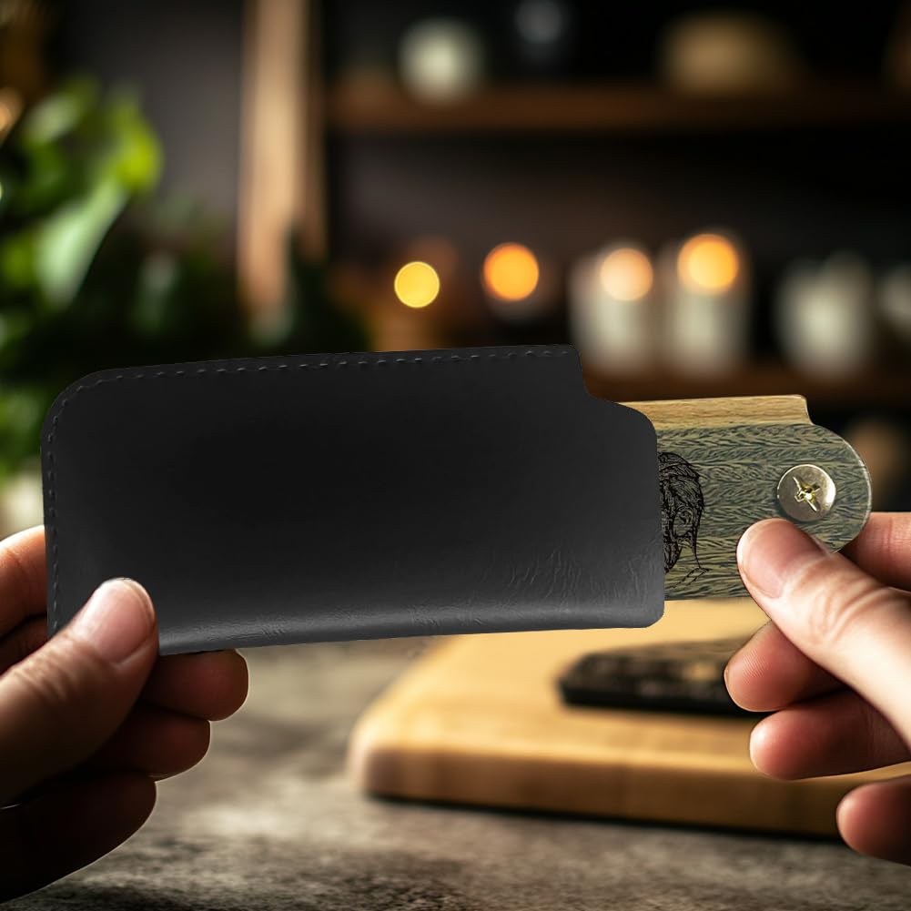 CHGCRAFT Sunglasses Man Folding Wooden Comb Foldable Beard Combs Carved Wooden Comb Fine Tooth Hair Combs with Imitation Leather Protective Cover for Men Grooming Mustaches Head Hair Husband Gift