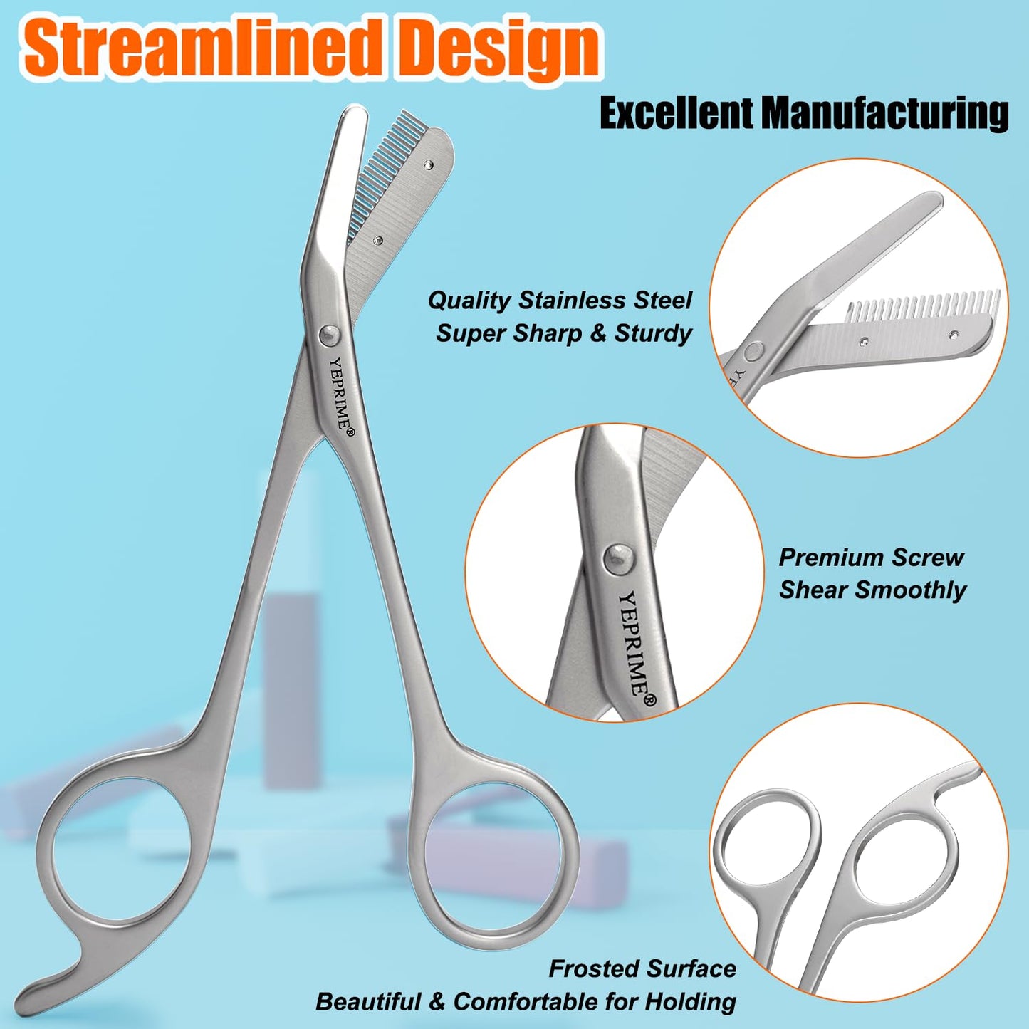 Eyebrow Trimming Scissors with Comb, Gifts For Men Women Stocking Stuffers, Stainless Steel