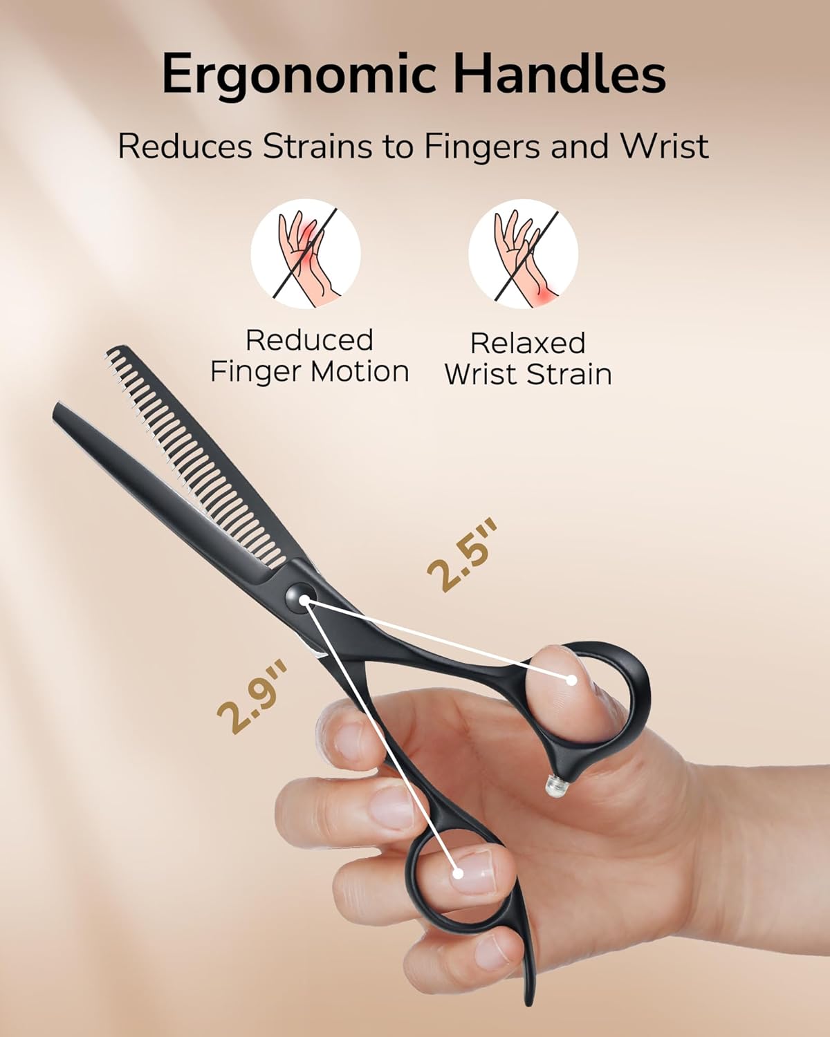 ULG Texturizing Shears – Professional Stainless Steel, Ergonomic Offset Handles, Teflon Coated, Deer Tooth Blades for Precise Thinning and Layering, Ideal for Stylists and Barbers