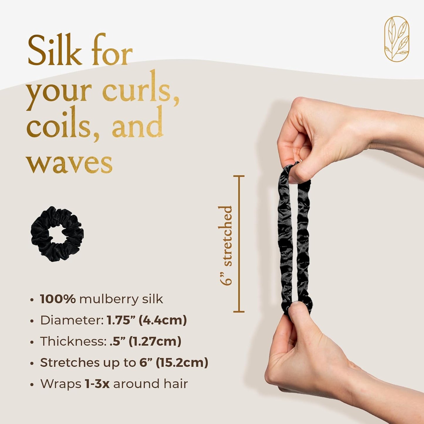 Authentic Mini Mulberry Silk Scrunchies for Women & Kids - Anti Breakage Small Silk Scrunchies for Fine, Curly & Thin Hair - No Dent, No Slip Hair Ties for Buns, Sleep & Ponytail - Onyx Black (3 Pack)
