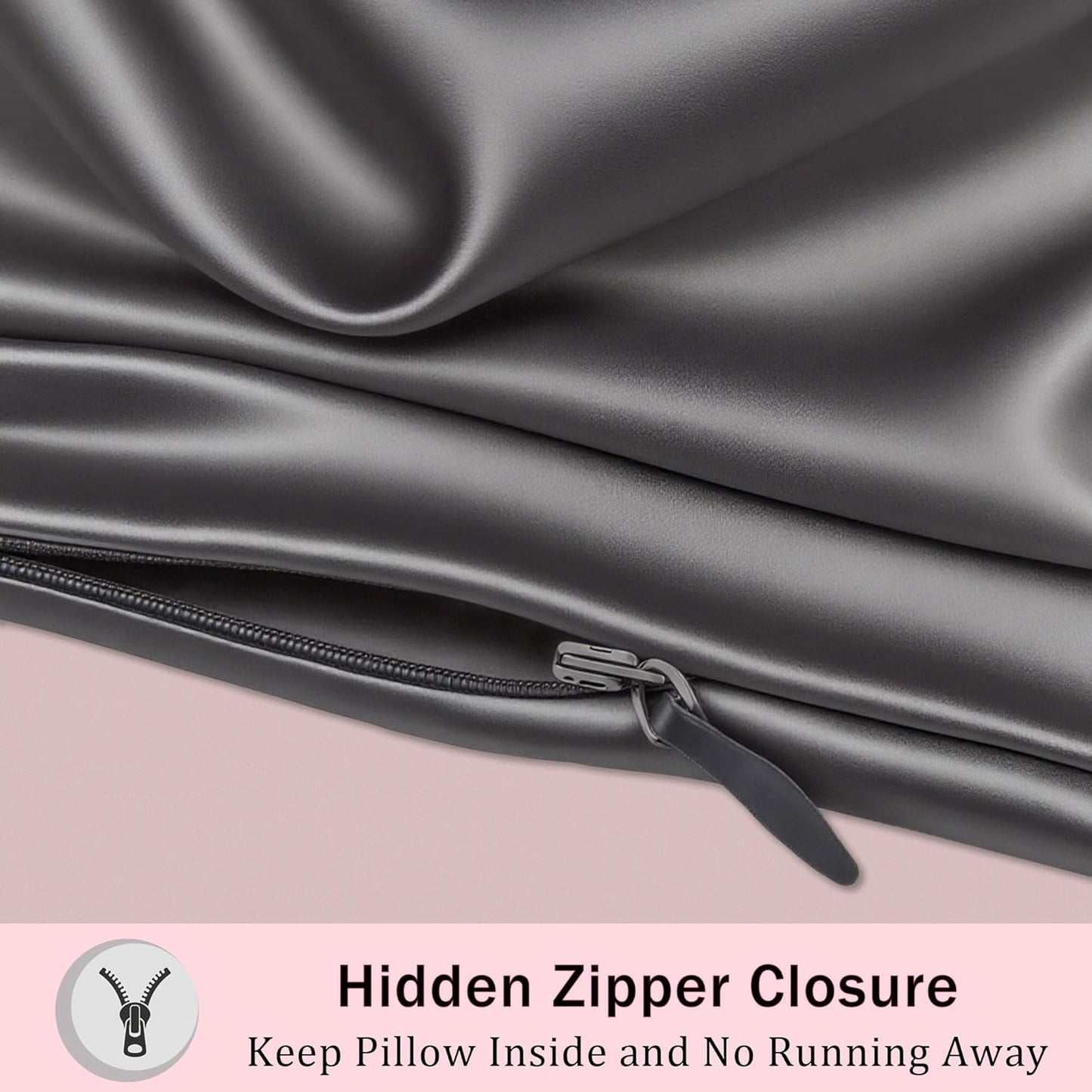 Mulberry Silk Pillow Cases 2 Pack Standard Size with Zipper, Ultra Smooth Soft Breathable Cooling Pillow Cases for Hot Sleepers, Silk Satin Pillowcase for Hair and Skin Set of 2, Gifts for Women