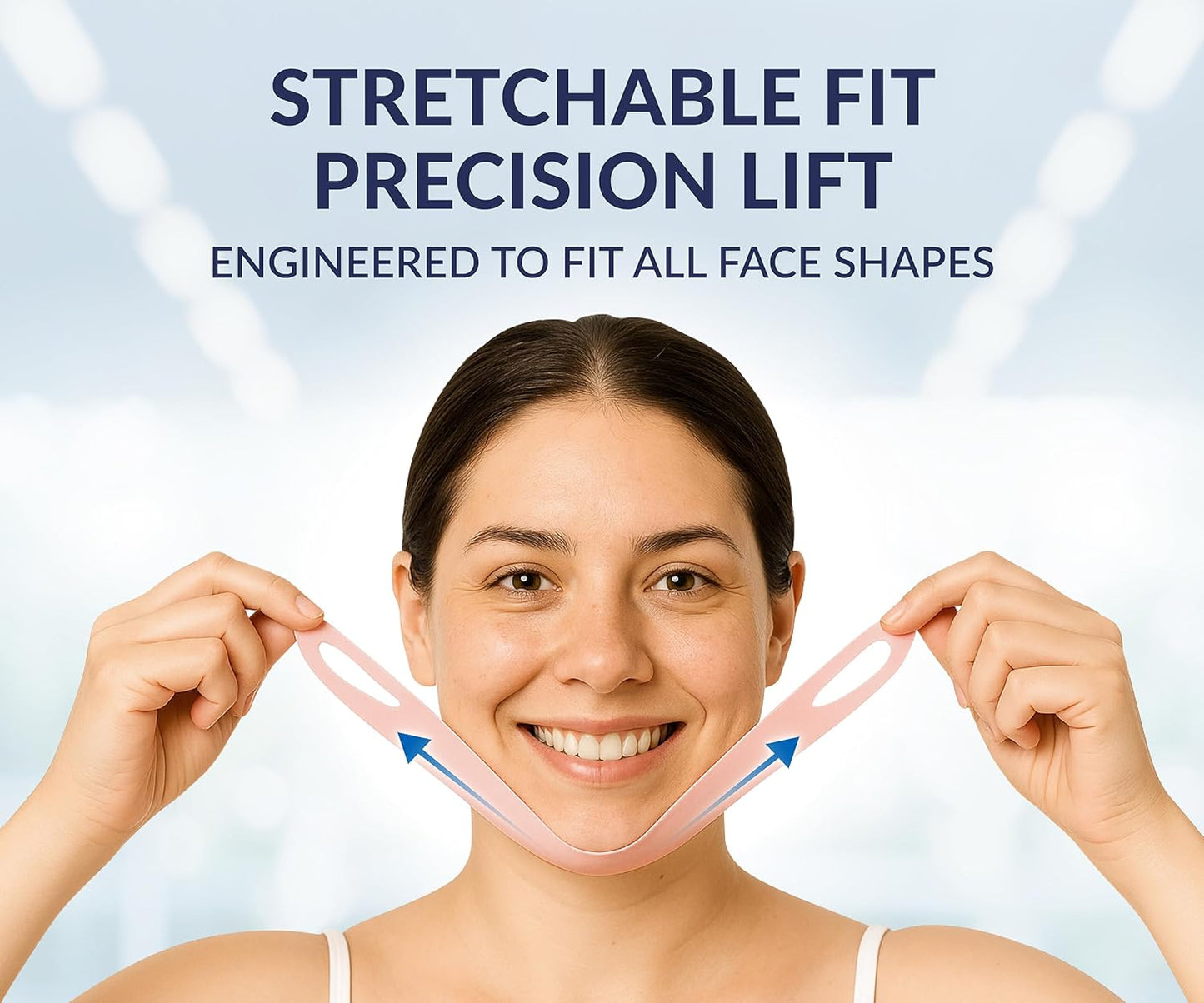 Stylia V Line Lifting Collagen Face Mask - Lift, Firm & Contour Jawline - Double Chin Strap with Hyaluronic Acid & Aloe Vera - Hydrating Neck & Face Tightening Mask - Chin Strap for Sleeping - 10PC