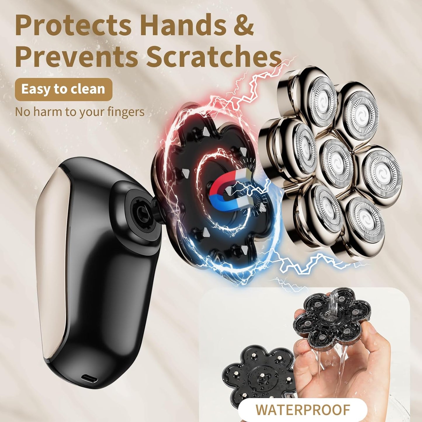 SHPAVVER Head Shavers for Bald Men: 5-in-1 Electric Razor - IPX7 Waterproof Shaving Grooming Kit for Balder - Turbo Speed & Precision Blades (Black Light)