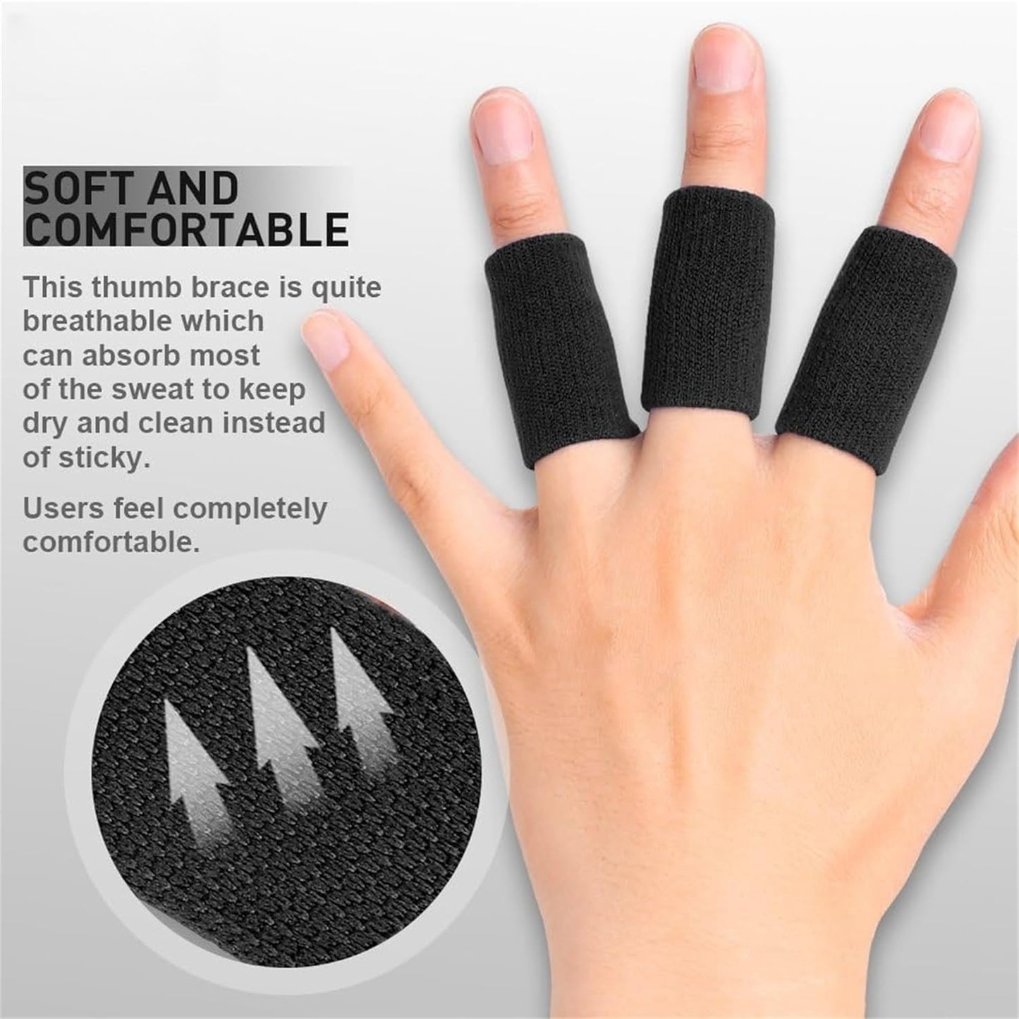 Finger Sleeves, Thumb Splint Brace for Finger Support, Breathable Elastic tape, Compression Pression Protector for Pain Relief (20, Color)