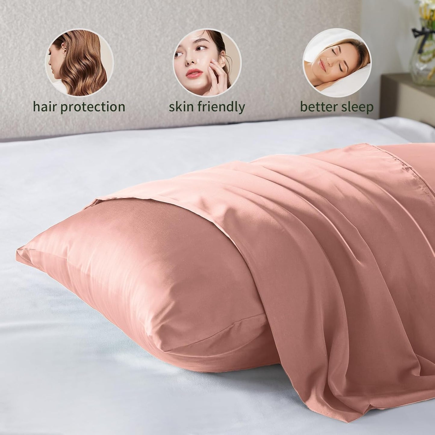 Silk Pillowcase for Hair and Skin Mulberry Silk Pillowcase Soft Breathable Smooth Both Sided Natural Silk Pillowcase with Zipper Beauty Sleep Silk Pillow Case 1 Pack for Gift(Standard,Baby Pink)