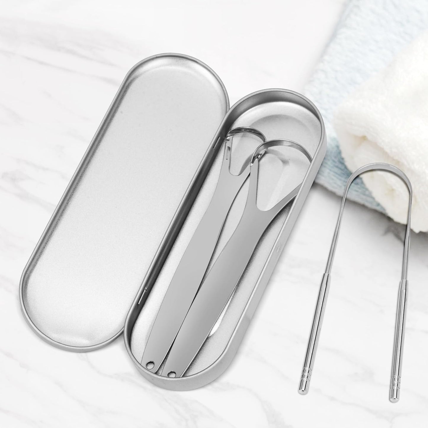 Tongue Scraper for Adults - Reduce Bad Breath, Metal Tongue Scraper, Tongue Cleaner for Adults -Stainless