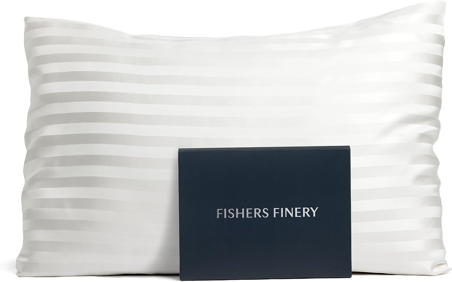 Fishers Finery 25mm 100% Pure Mulberry Silk Pillowcase (White Stripe Queen)
