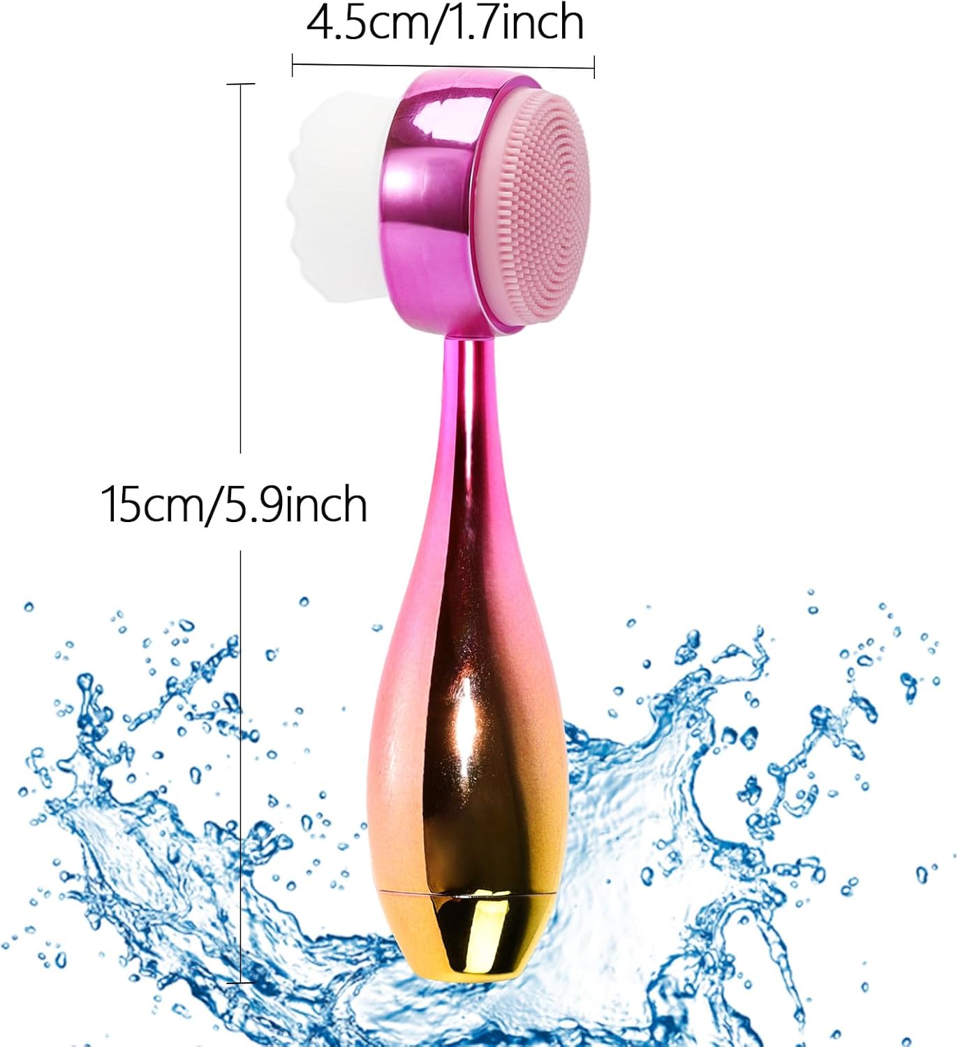 Face Brush 2 in 1, Facial Cleansing Brush Double Sides, Facial Exfoliation Scrub Brush Silicone Manual Face Scrubber Brush for Gentle Deep Pore Cleansing, Skincare (Gold, 2 Pack)