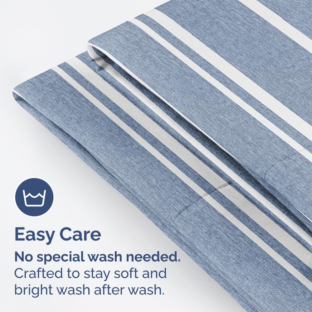 King Pillow Cases Set of 2 - Ultra Soft Hotel Quality Pillowcase Covers - Comfy, Cozy & Wrinkle Free - Shrinkage and Fade Resistant - Machine Washable Pillow Protectors - 2 Piece Set - Blue Stripes 3