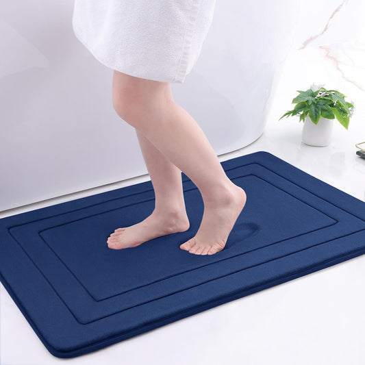 Arotive Memory Foam Bathroom Rug Mat 36x24, Ultra Soft and Absorbent Bath Mat, Machine Wash Dry, Comfortable Bath Rug Carpet for Bathroom Floor, Tub and Shower, Navy