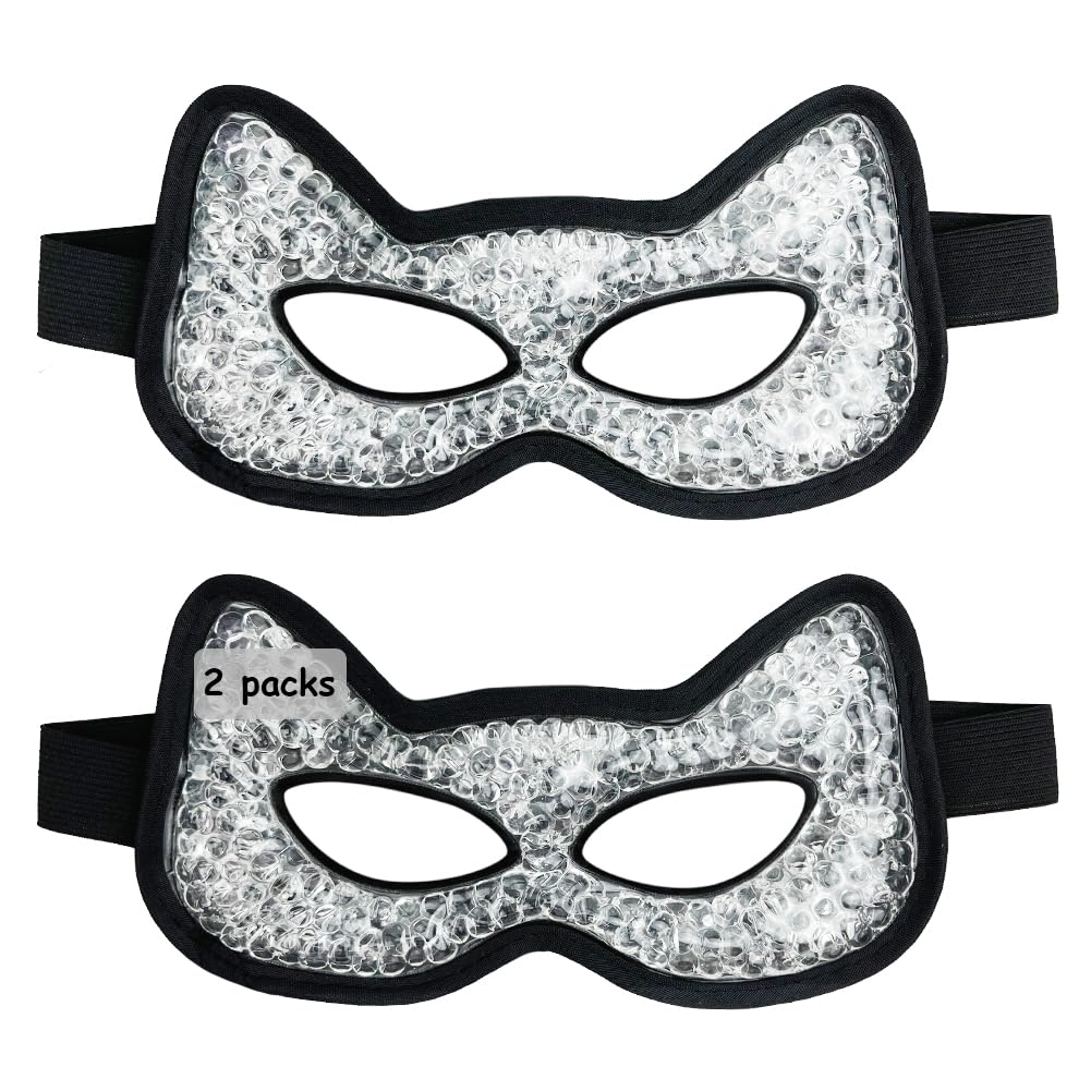 Cooling Eye Mask, Hot & Cold Use, for Puffy Eyes, Dry Eyes, Headaches, Migraines, Sinus, Dark Circles (2 blue)