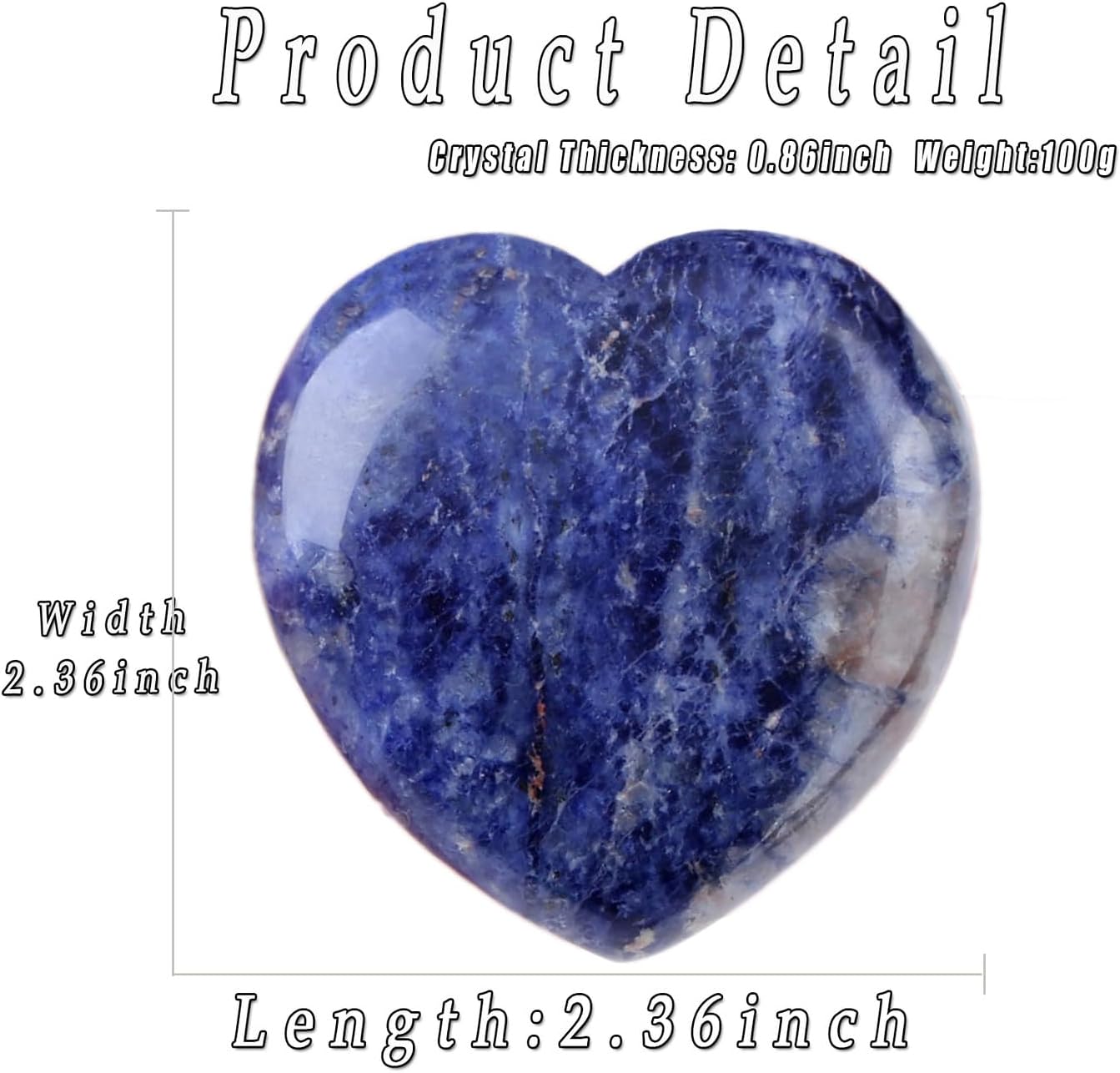 MAIBAOTA 60 mm Blue Sodalite Crystals Large Heart Stone Healing Crystals Heart Reiki Crystal Gemstone Polished Heart Shaped Rocks Meditation Mothers Day Crystal Gifts for Mom Her