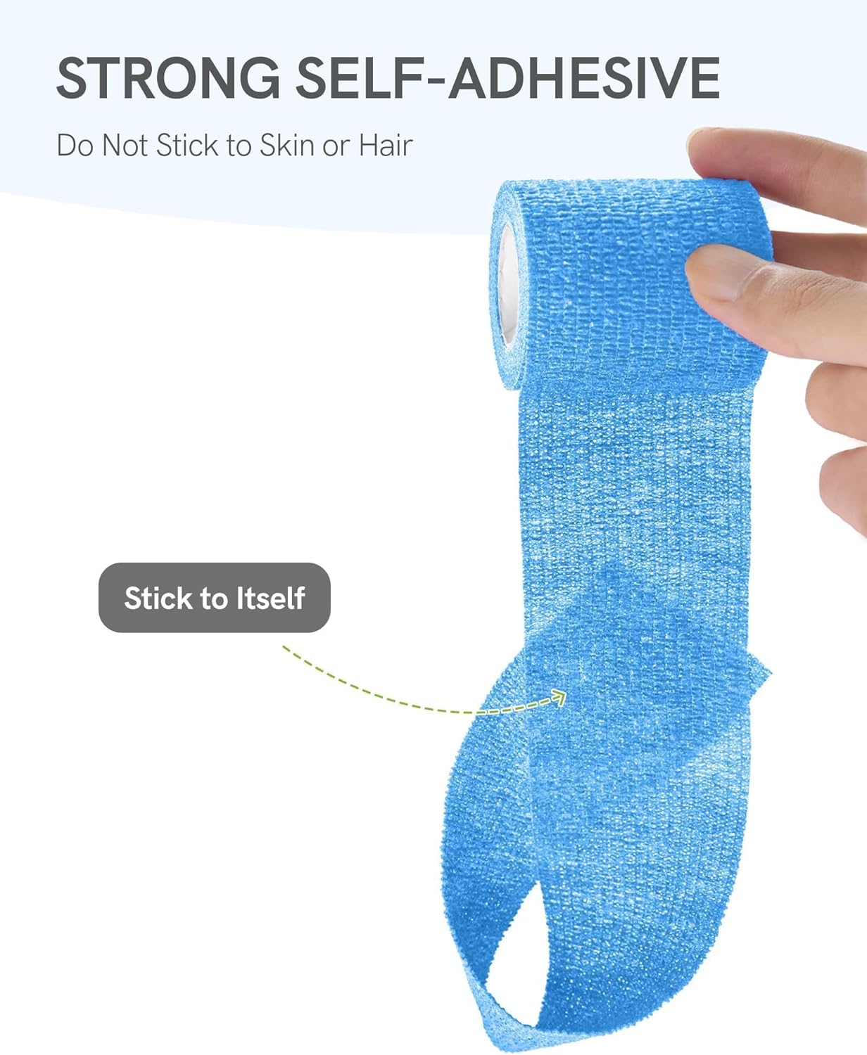 FriCARE Self Adhesive Bandage Wrap, Medical Tape in First Aid Kit, Cohesive Bandages for Wounds Sport Vet, FSA/HSA Eligible, 2 Inches X 5 Yards 6 Rolls, Fluorescent Blue