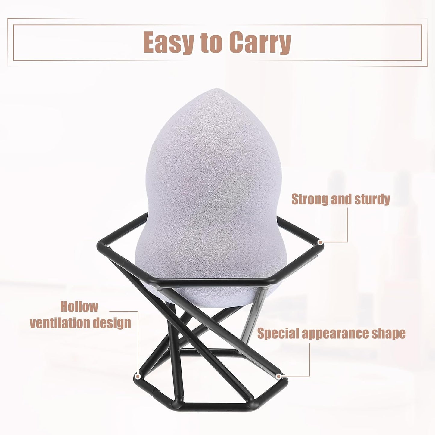 VOCOSTE Makeup Sponge Holder, Beauty Sponge Dry Stand, Beauty Sponge Holder, Makeup Beauty Egg Drying Stand for Vanity, Black