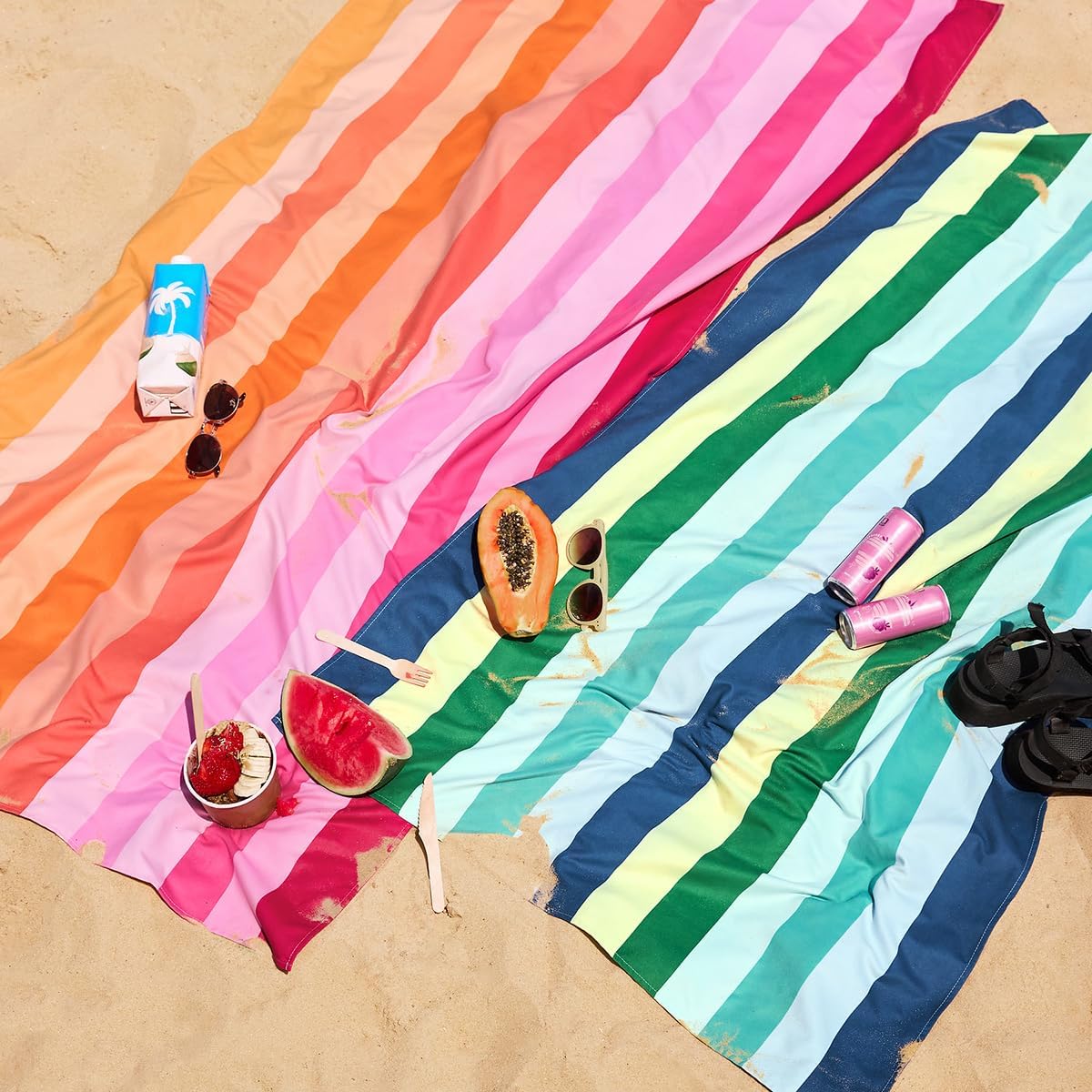 Dock & Bay Beach Towel - Quick Dry, Sand Free - Compact, Lightweight - 100% Recycled - Includes Bag - Sunset Boulevard - Set of 4 - Large (160x90cm, 63x35)