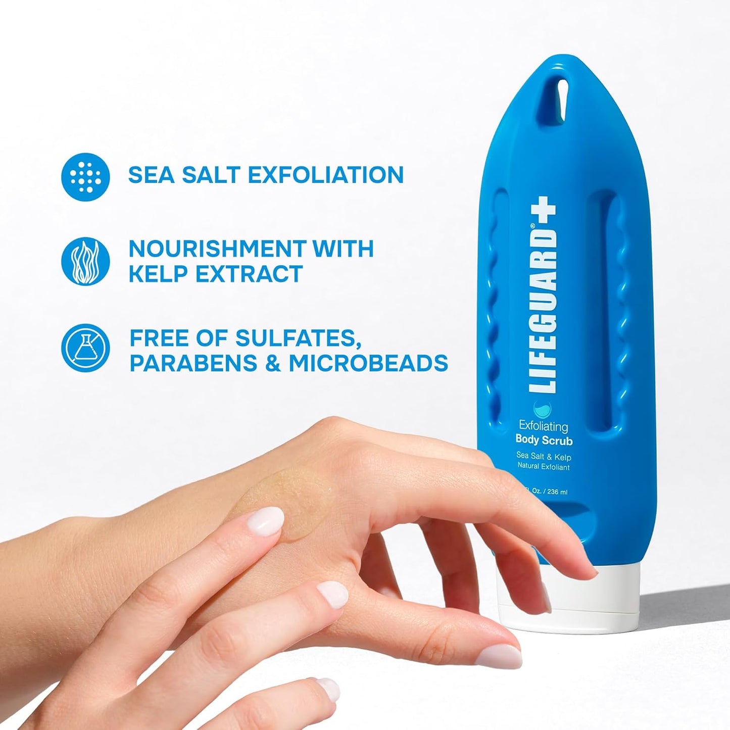 LIFEGUARD Exfoliating Body Scrub - Sea Salt & Kelp, Exfoliates and Deeply Hydrating, Moisturizing for Smooth Skin, Gentle for Sensitive Skin - 8 fl. oz.